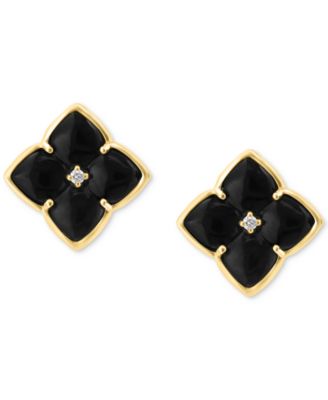 Black Circular Onyx with Silver Trim and Gold Wrapped Accents Studs and Cufflinks Set