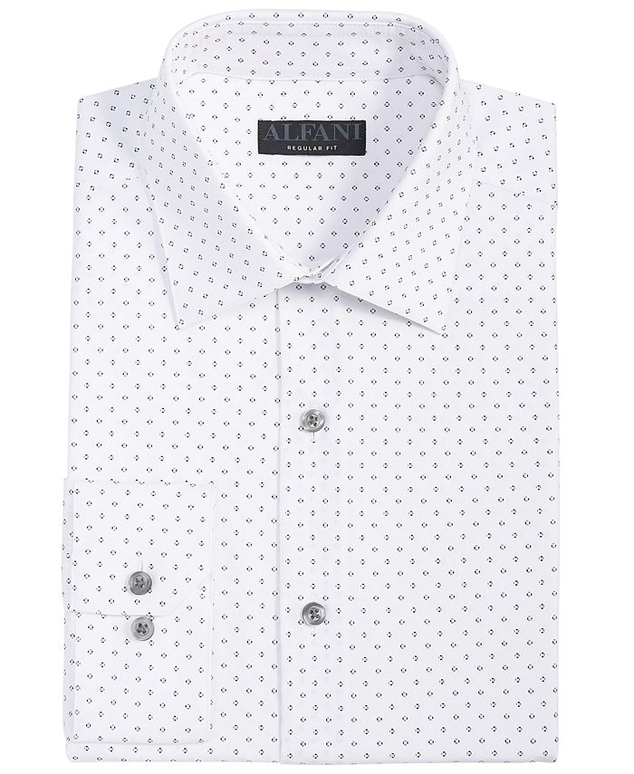 Alfani Men's Regular Fit Stain Resistant Pinflower GeoPrint Dress Shirt, Created for Macy's