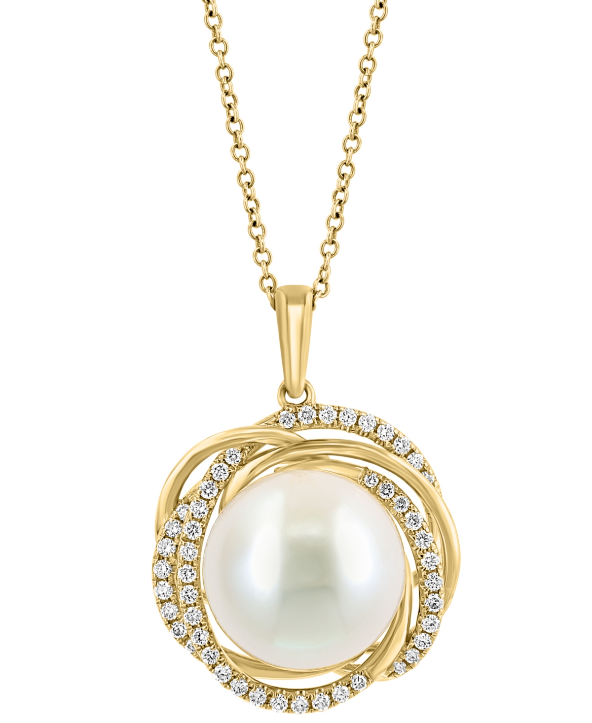 Effy Freshwater Pearl (13mm) & Diamond (1/3 ct. t.w.) Spiral Halo 16