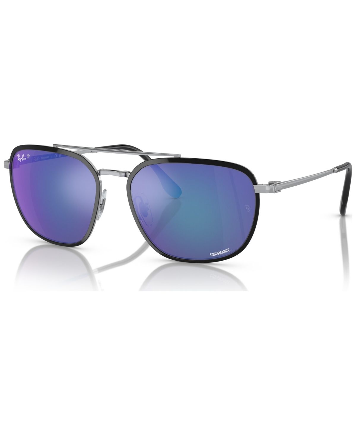 Ray Ban Rb3708 Chromance Sunglasses Silver Frame Blue Lenses Polarized 56-18