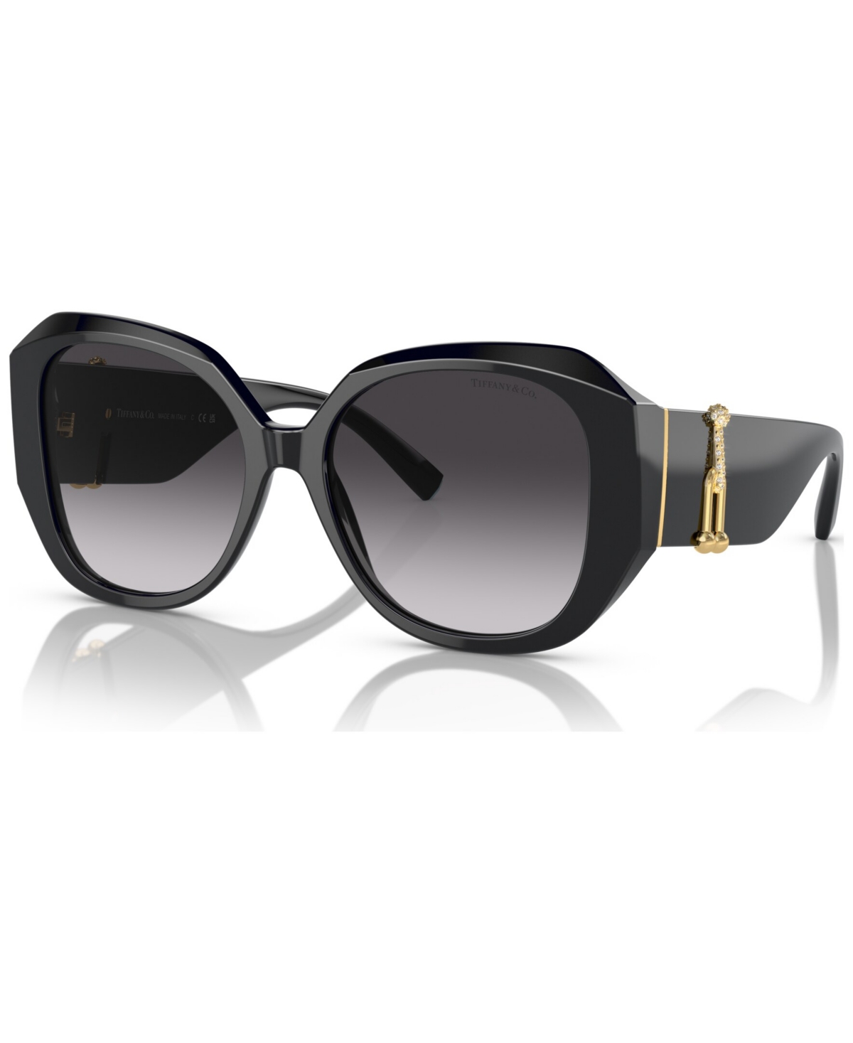 Shop Tiffany & Co Women's Low Bridge Fit Sunglasses, Tf4207bf In Black