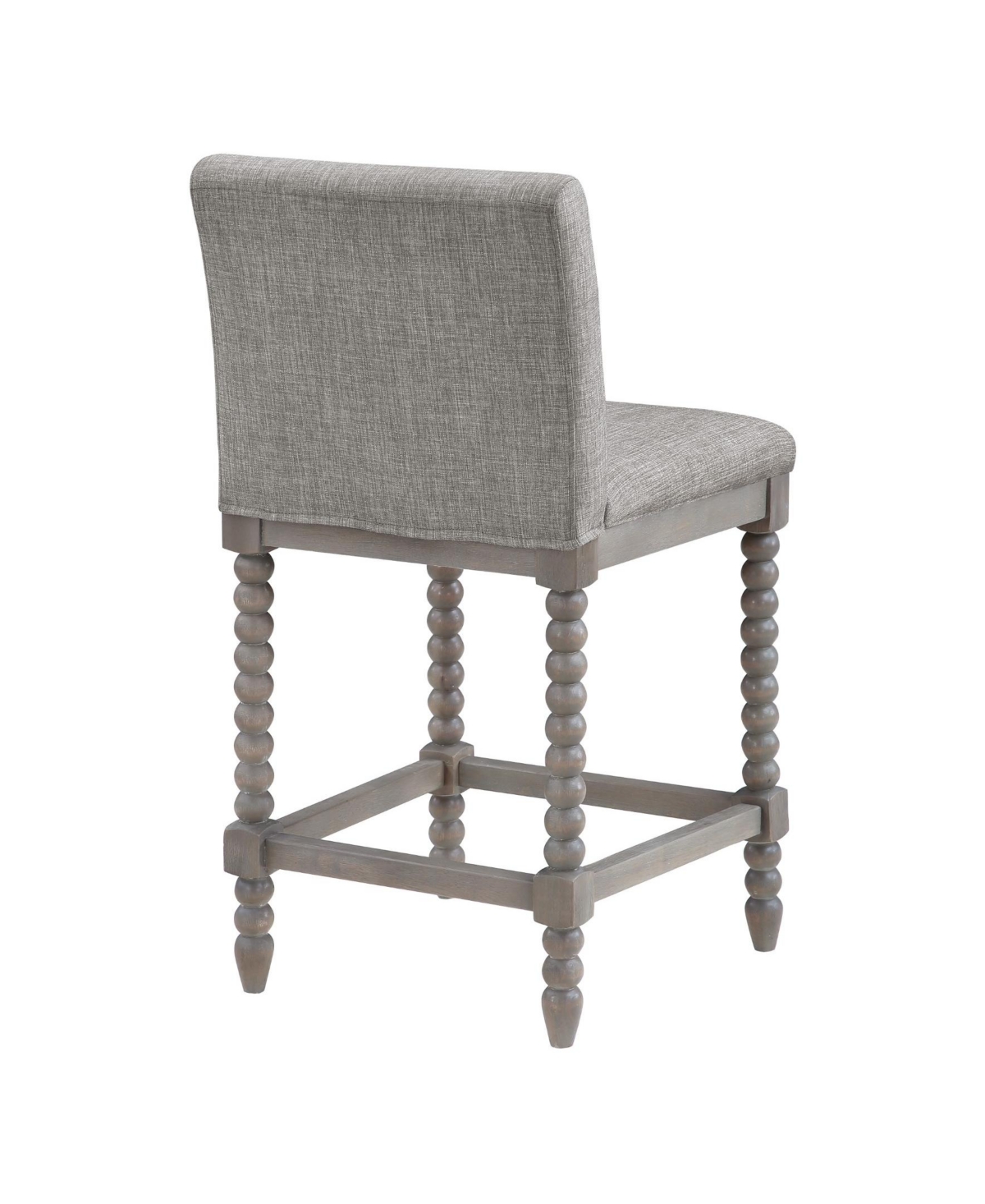 Abbott Spindle Counter Stool with Frame and Faux Leather - Brushed Gray