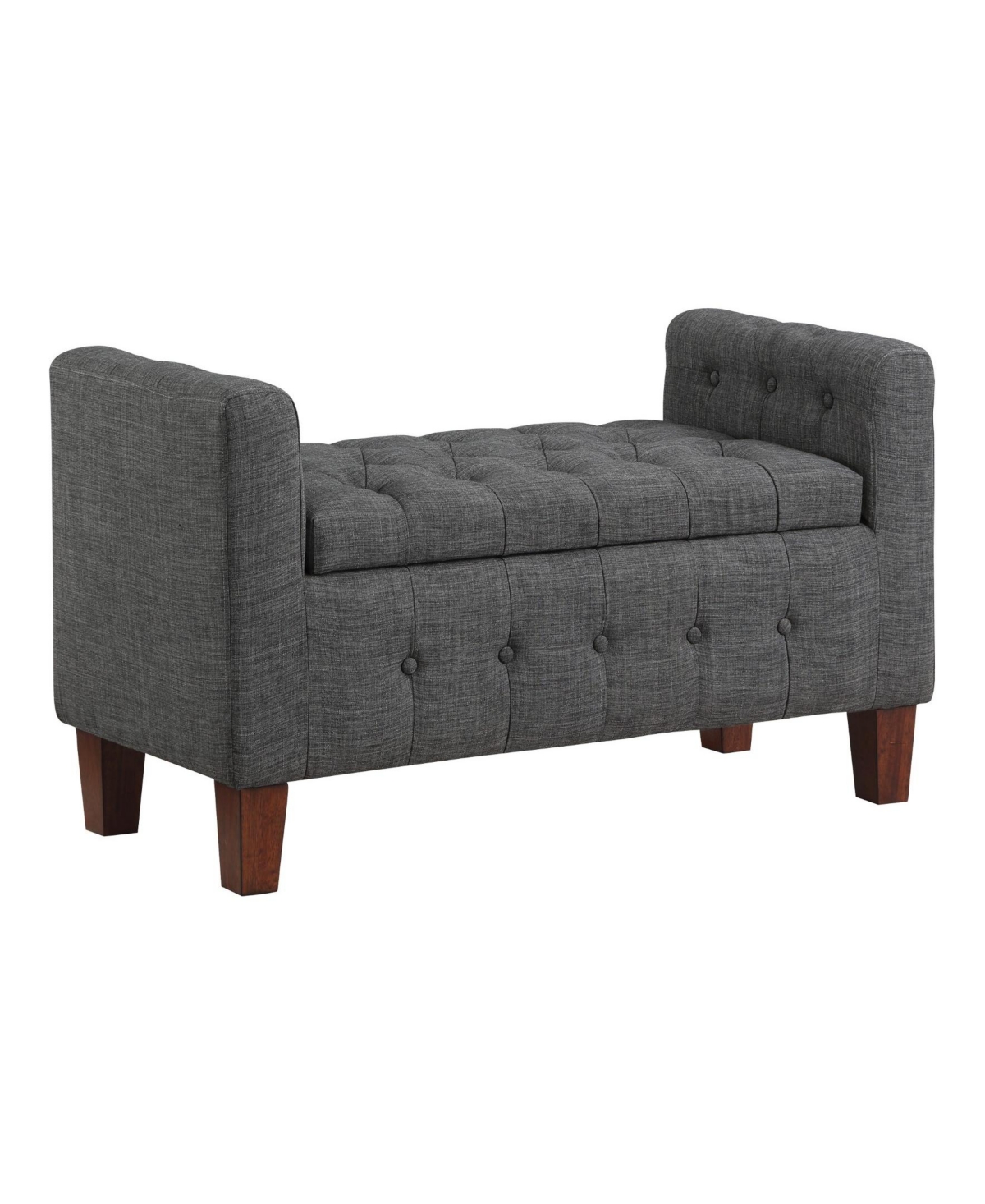 Osp Home Furnishings Darnley Storage Bench In Fabric In Charcoal