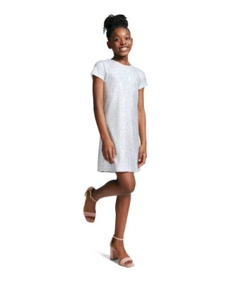 calvin klein silver sequin dress Calvin Klein Big Girls Sequin Short Sleeve Shirt Dress