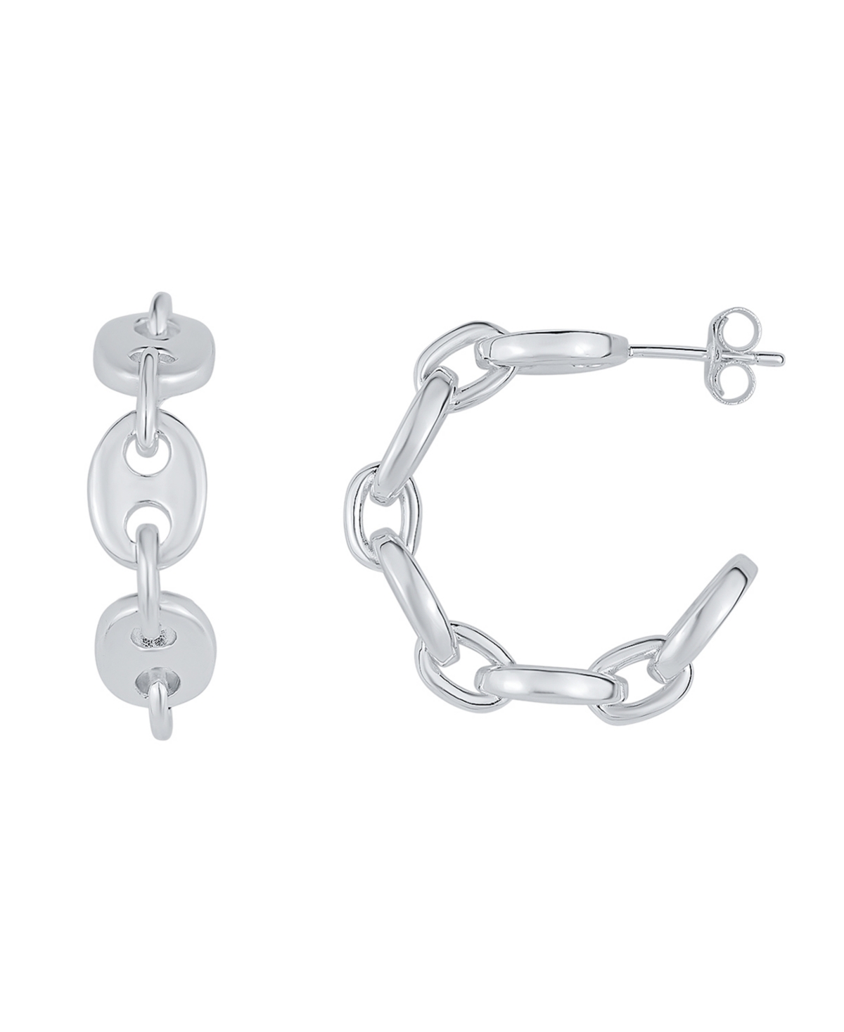 And Now This Silver Plated Mariner Link Hoop Earring In Silver Plated Brass