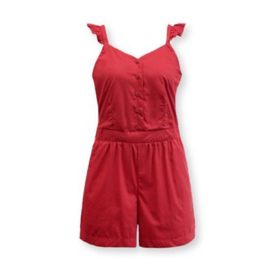 Women's Hope and Henry Flutter Button Front Romper