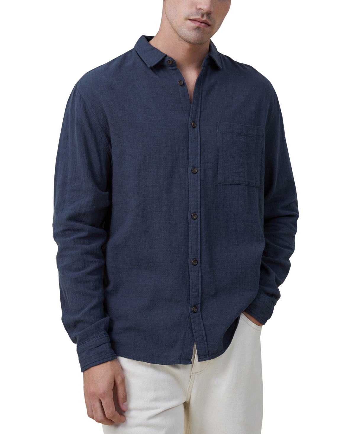Cotton On Men's Portland Long Sleeve Shirt In Deep Teal Cheesecloth