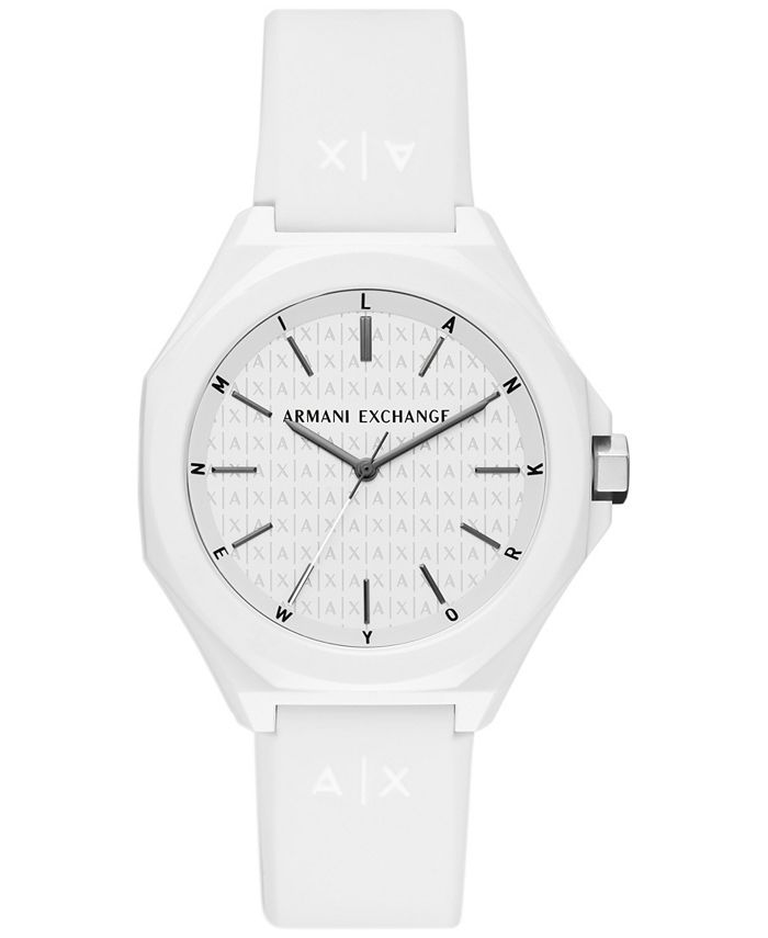 A|X Armani Exchange Men's Three-Hand Quartz White Silicone Watch 40mm ...