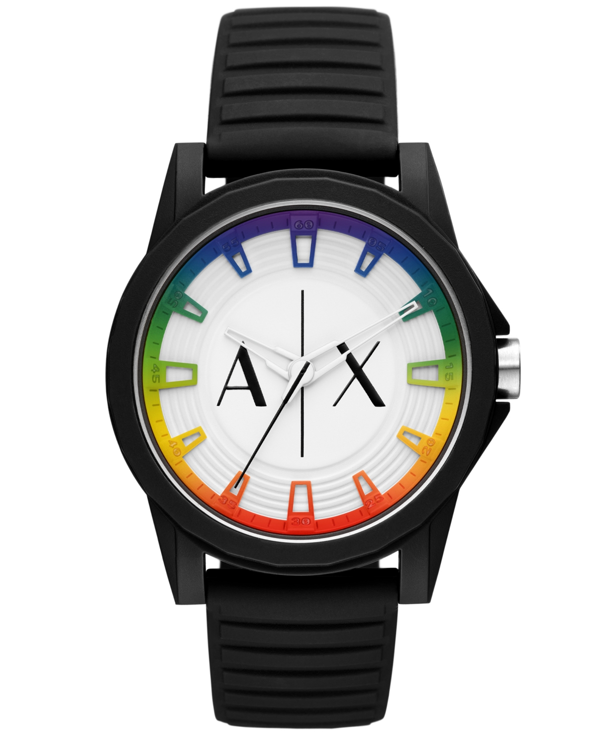 A X Armani Exchange Men's Three-hand Quartz Black Silicone Watch 44mm