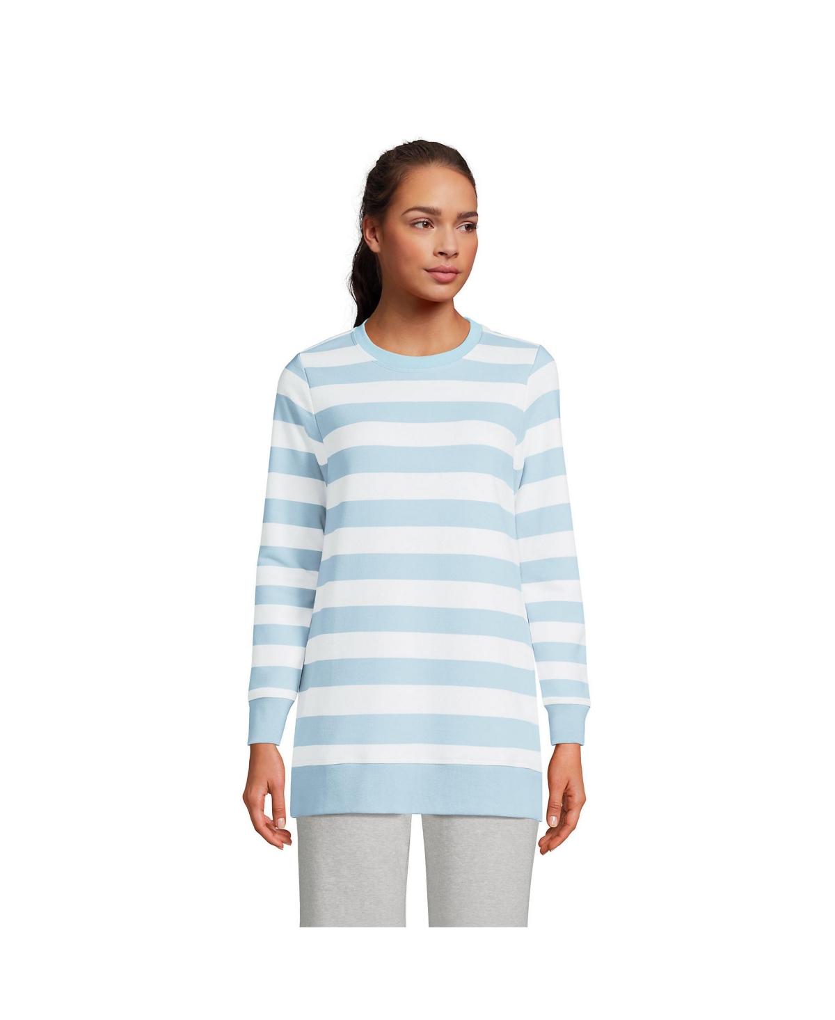 Lands End Women s Petite Serious Sweats Crewneck Long Sleeve Sweatshirt Tunic Smart Closet