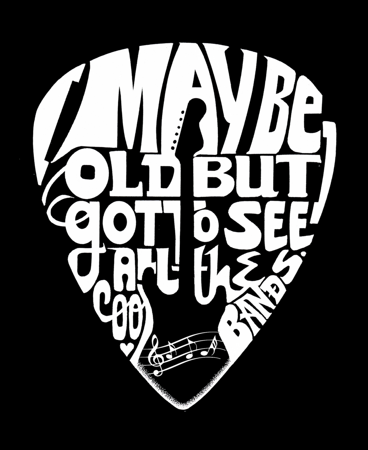 La Pop Art Men's Guitar Pick Word Art Long Sleeve T-shirt