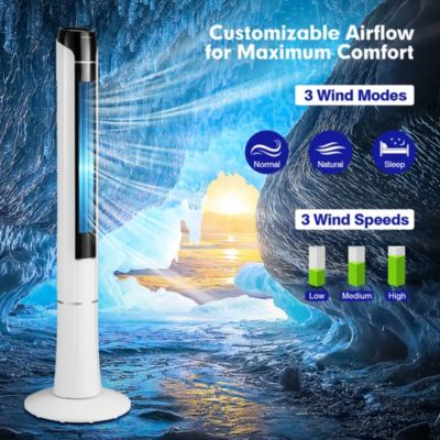 Portable 48'' Tower Fan 80 °Oscillating Bladeless Fan w/Remote & LED Control