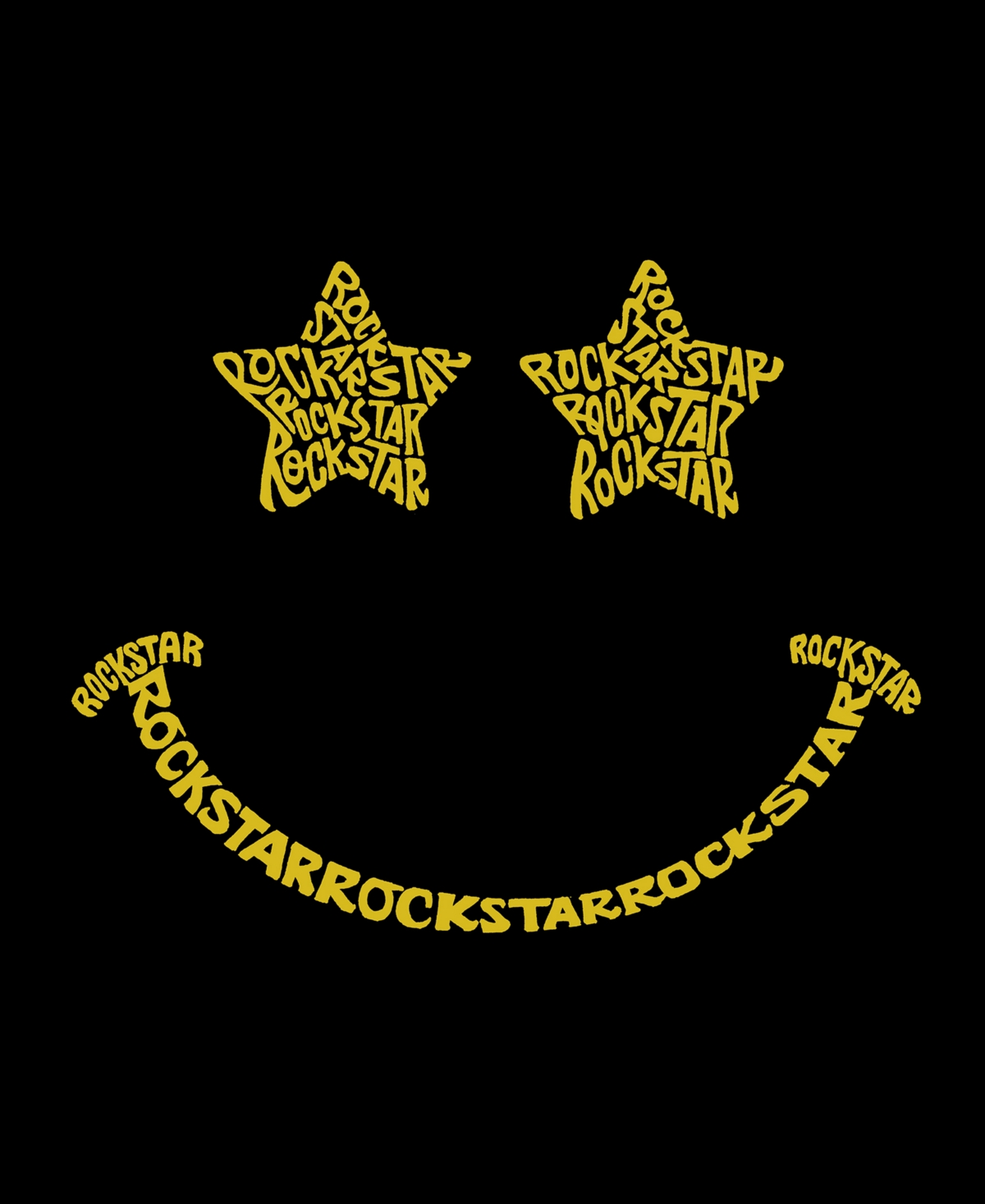 La Pop Art Men's Rockstar Smiley Word Art Long Sleeve T-shirt