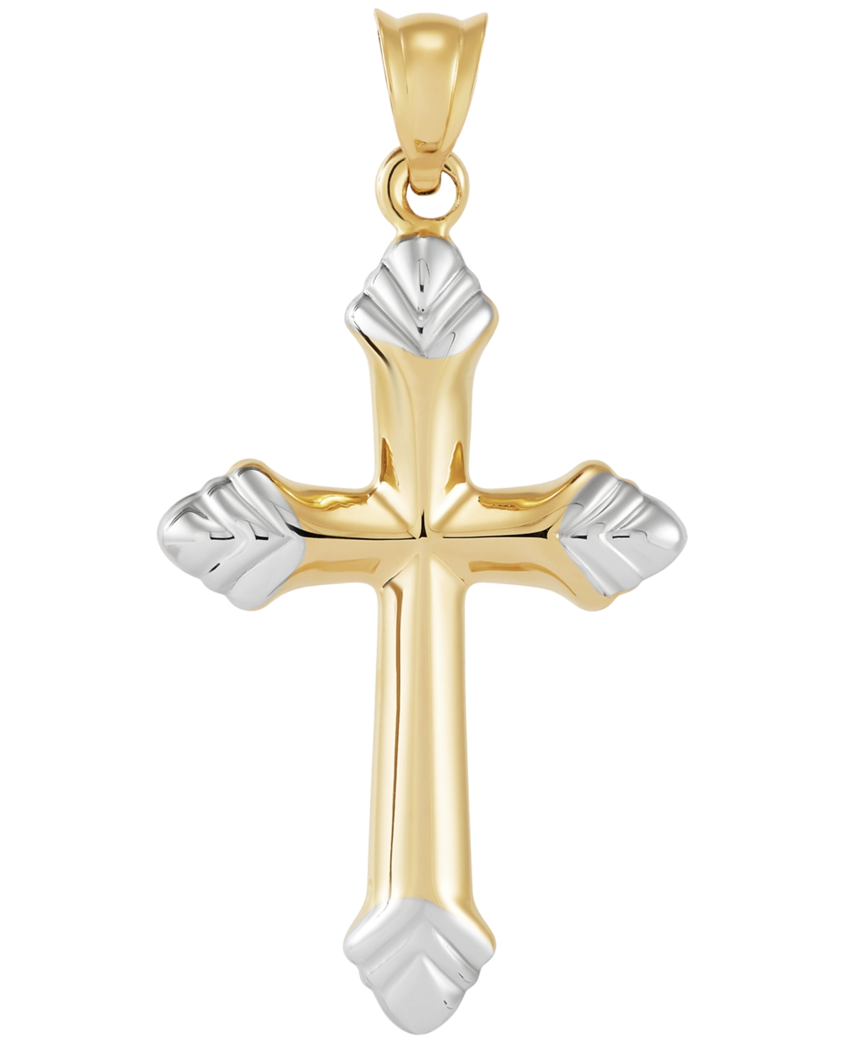 Macy's Polished Cross Pendant In 14k Two-tone Gold