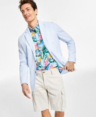 Mens Seersucker Blazer Tropical Print Shirt Cargo Shorts Separates Created For Macys