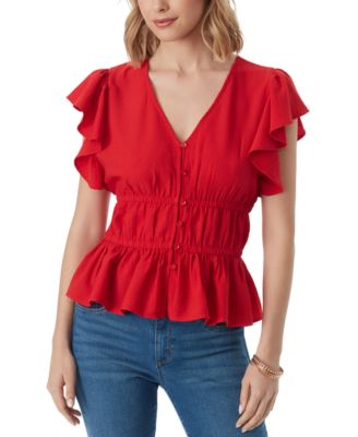 Jessica Simpson - Women's Jeydon Flutter-Sleeve Peplum Blouse