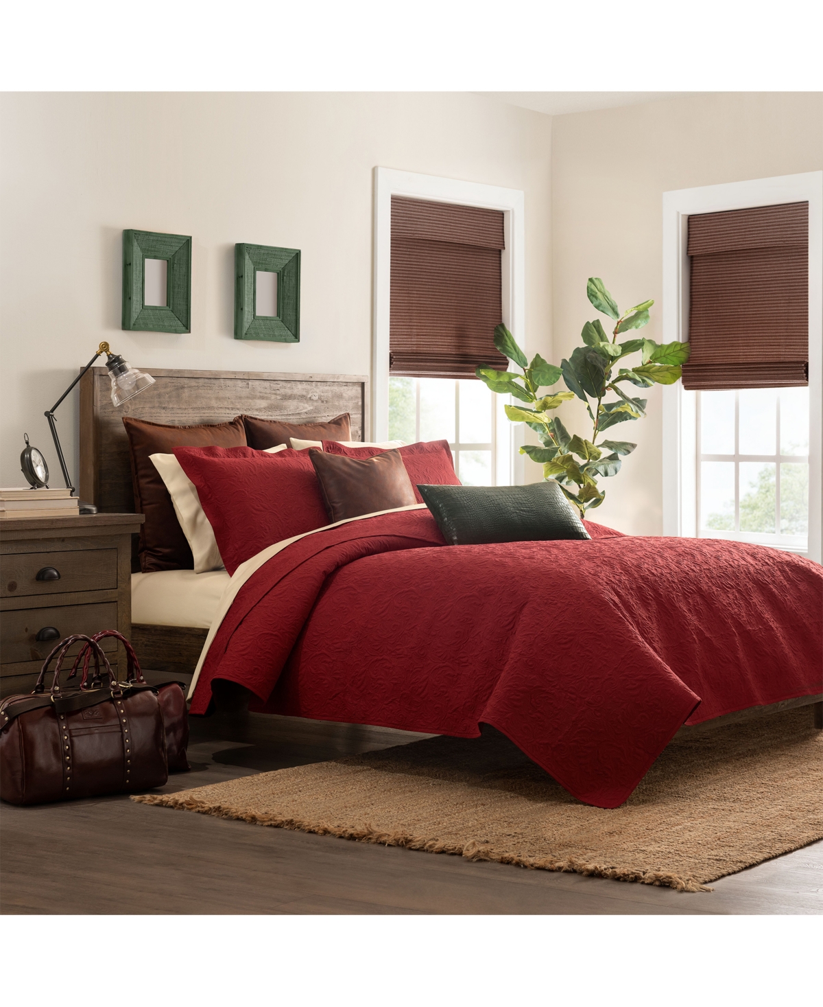 Shop Patricia Nash Classic Tooled 3-piece Quilt Set, King In Red