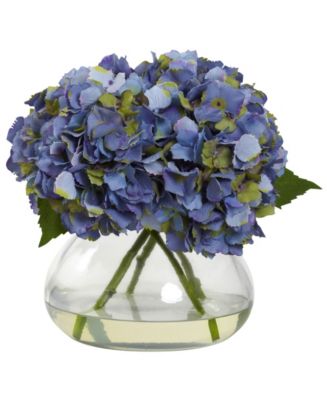 Nearly Natural Large Blooming Hydrangea w/Vase - Macy's