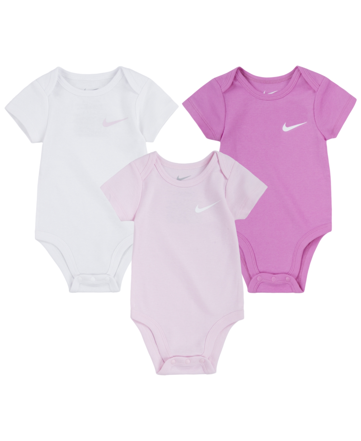 Shop Nike Baby Boys Or Baby Girls Mini Me Essential Bodysuits, Pack Of 3 In Pink Foam