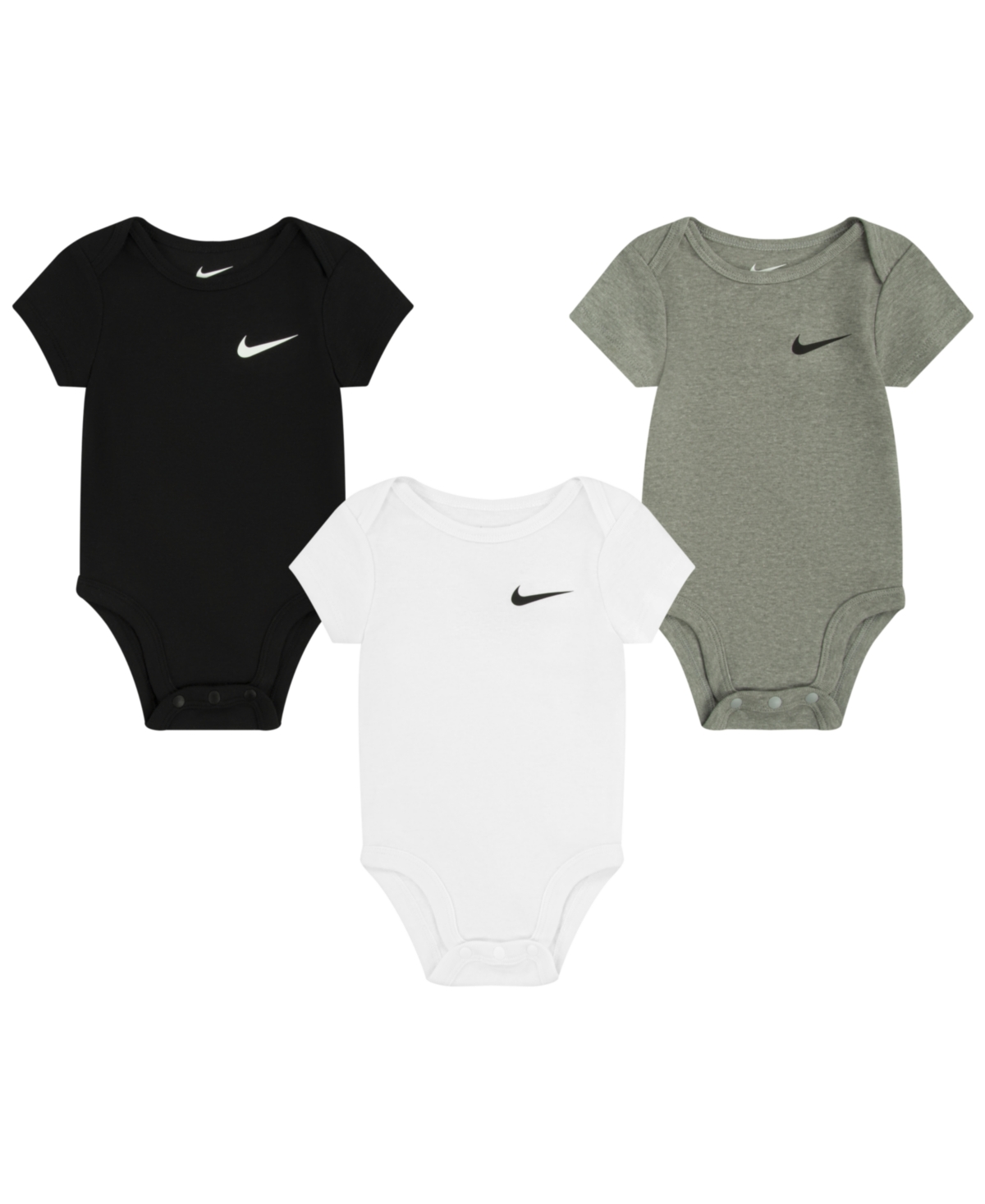 Shop Nike Baby Boys Or Baby Girls Mini Me Essential Bodysuits, Pack Of 3 In Dark Gray Heather