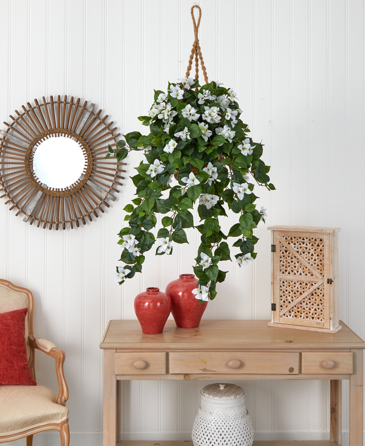 NEARLY NATURAL BOUGAINVILLEA HANGING BASKET 