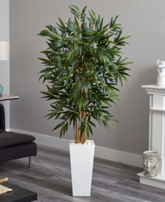 6' Artificial Tree in White Tower Planter