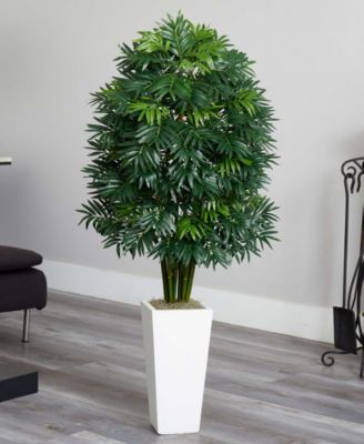 49" Mini Artificial Pam Tree  in White Tower Planter