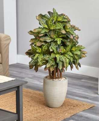 3.5' Croton Artificial Plant in Sand Colored Planter