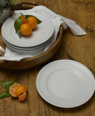 Everyday Whiteware Beaded Dinner Plate 4 Piece Set