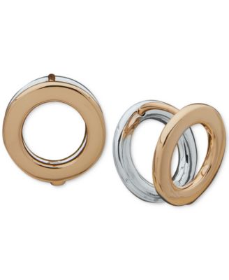 Anne Klein - Two-Tone Double-O Huggie Hoop Pierced Earrings
