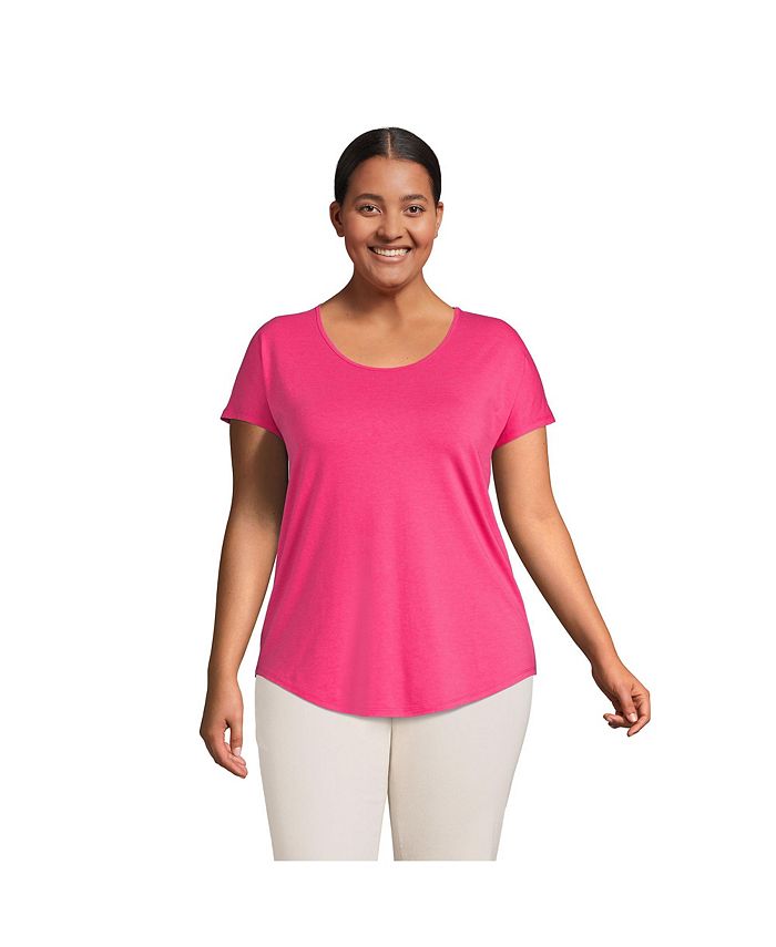 Lands' End Women's Plus Size Short Sleeve Lightweight Uneck Tshirt