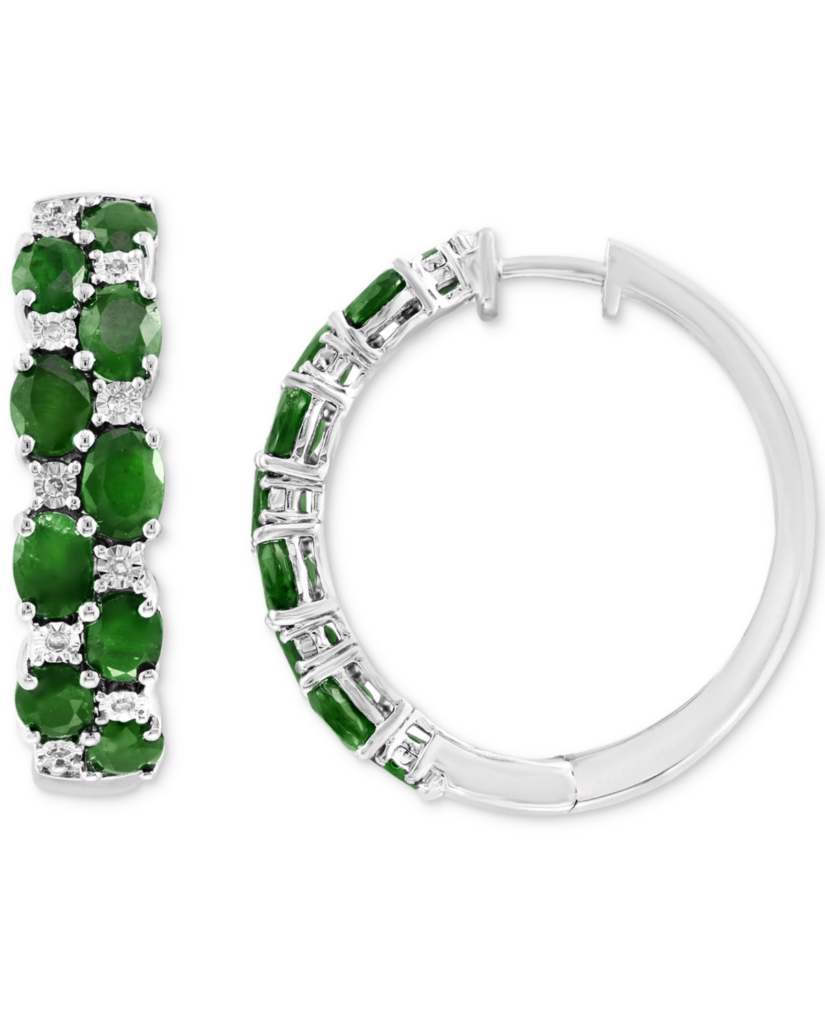 Effy Emerald & Diamond Small Earrings in Sterling Silver (Also available in Sapphire and Ruby) - Ruby