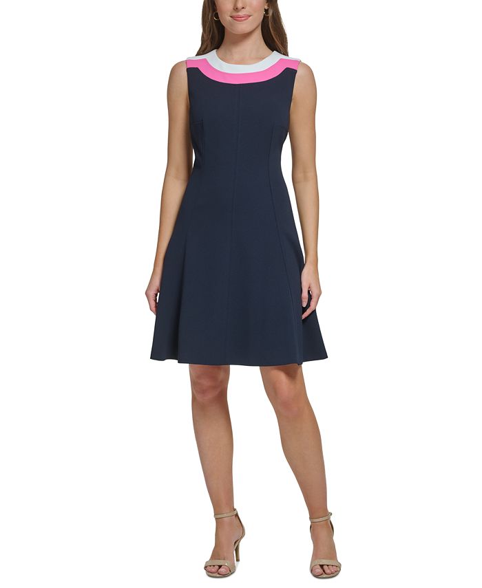 Tommy Hilfiger Women s Colorblocked Fit Flare Dress Macy s