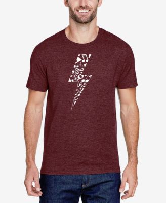 Men's Cotton/Poly Blend Word Art T-shirt - Music Lightning Bolt