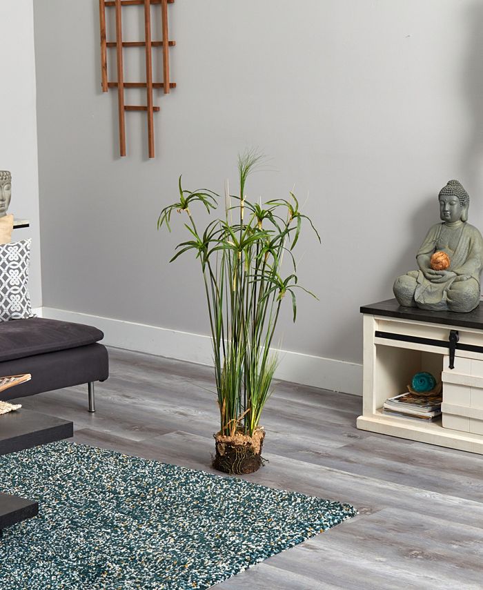 Nearly Natural 48" Papyrus Plant & Soil Artificial Arrangement Macy's