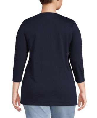 Women's Plus Size 3/4 Sleeve Cotton Supima Crewneck Tunic