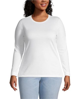Plus Size Supima Cotton Long Sleeve Crewneck T-Shirt