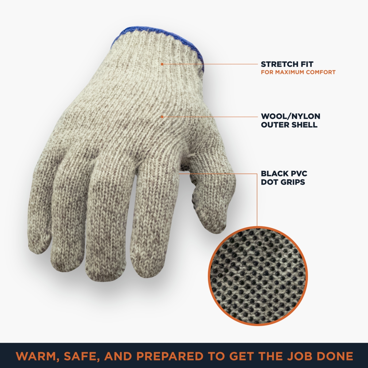 RefrigiWear Men's Ragg Wool Dot Insulated Gloves