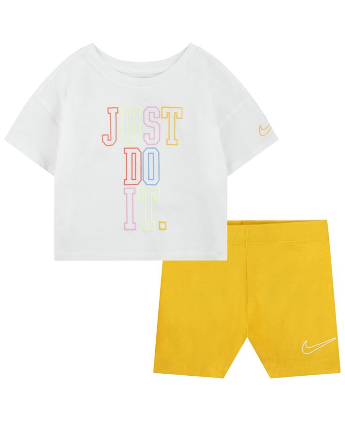 Nike Toddler Girls Retro Rewind Boxy T-shirt and Biker Shorts, 2 Piece ...
