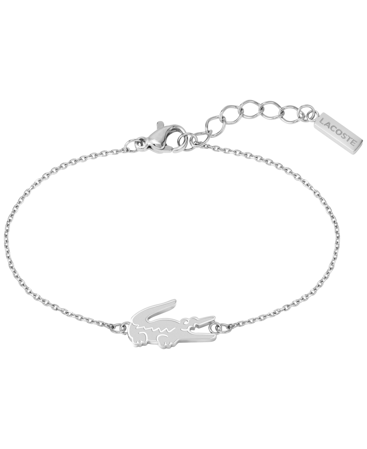 Lacoste Stainless Steel Crocodile Bracelet In Silver