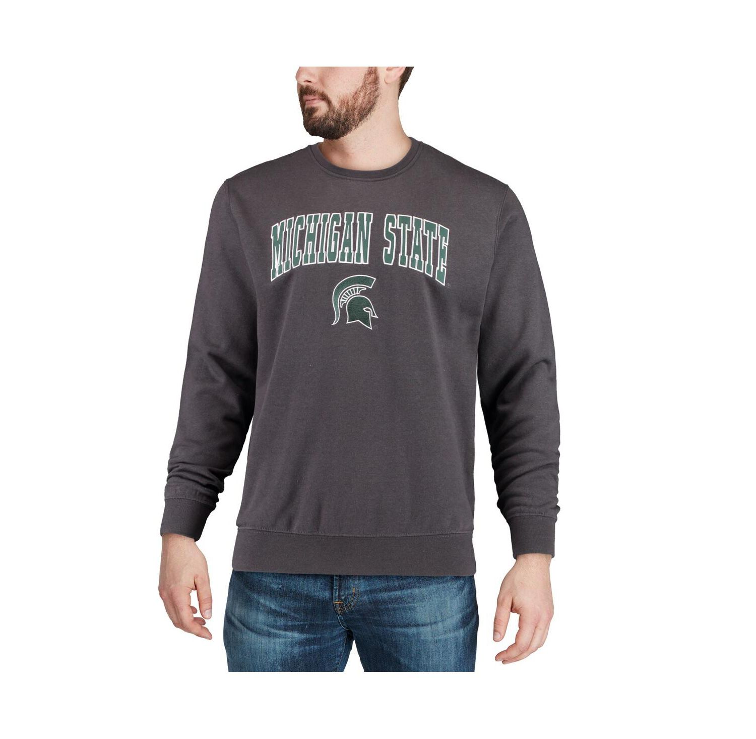 Men's Michigan State Spartans Arch and Logo Crew Neck Sweatshirt