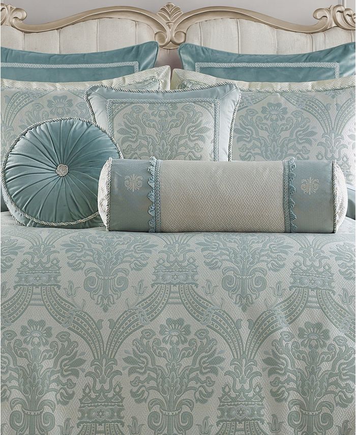 Queen 6 pezzi set trapunta reversibile stampata blu