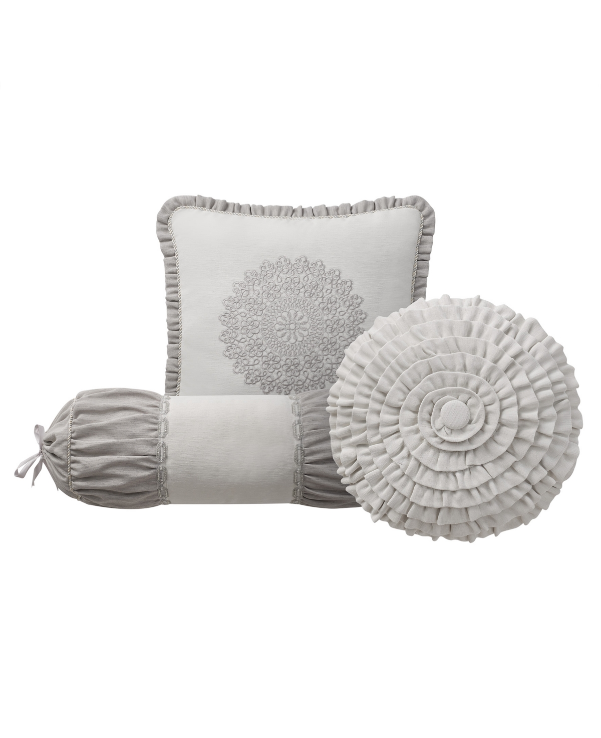 Waterford Lysander Decorative Pillows, Set Of 3 In Platinum