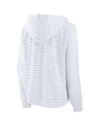 Women's White Michigan State Spartans Striped Notch Neck Pullover Hoodie