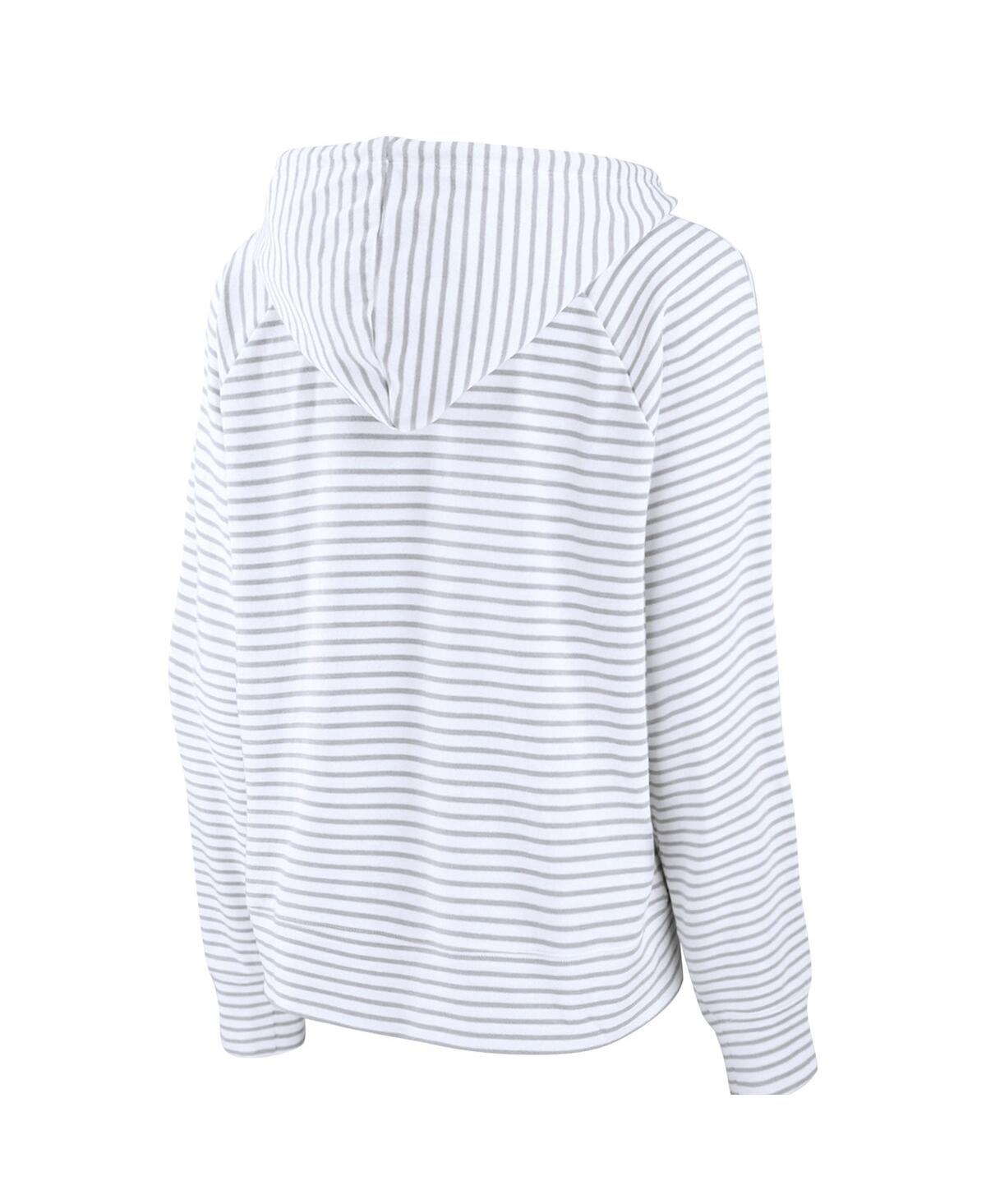 Fanatics Women's  Branded White Michigan Wolverines Striped Notch Neck Pullover Hoodie In White