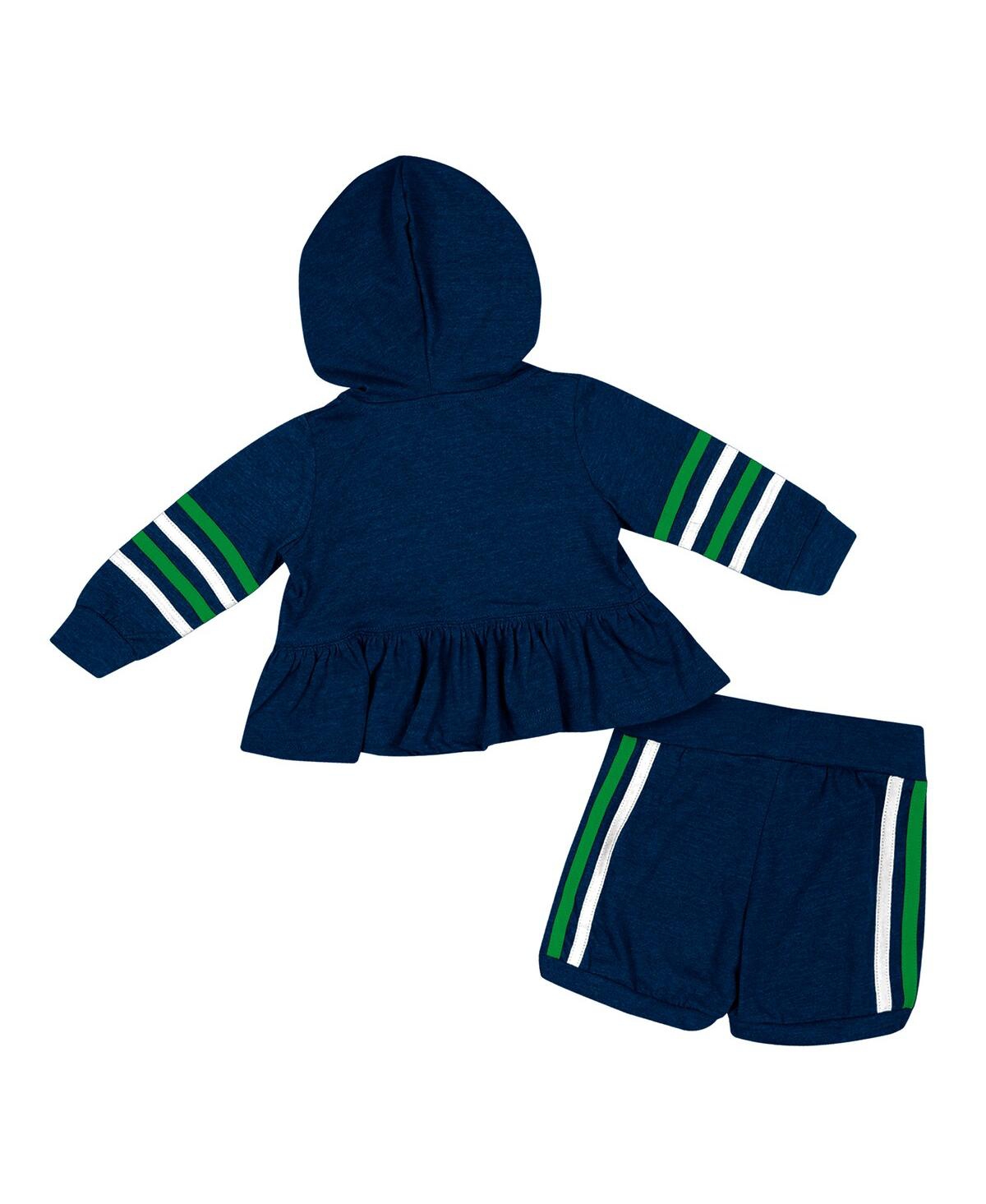Shop Colosseum Girls Infant  Navy Notre Dame Fighting Irish Spoonful Full-zip Hoodie And Shorts Set