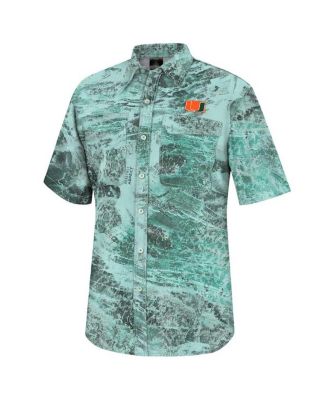 Men's Green Miami Hurricanes Realtree Aspect Charter Full-Button Fishing Shirt