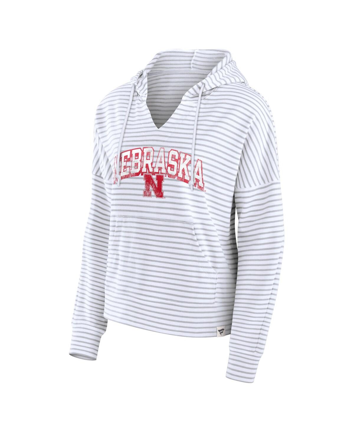 Fanatics Women's  White Alabama Crimson Tide Striped Notch Neck Pullover Hoodie