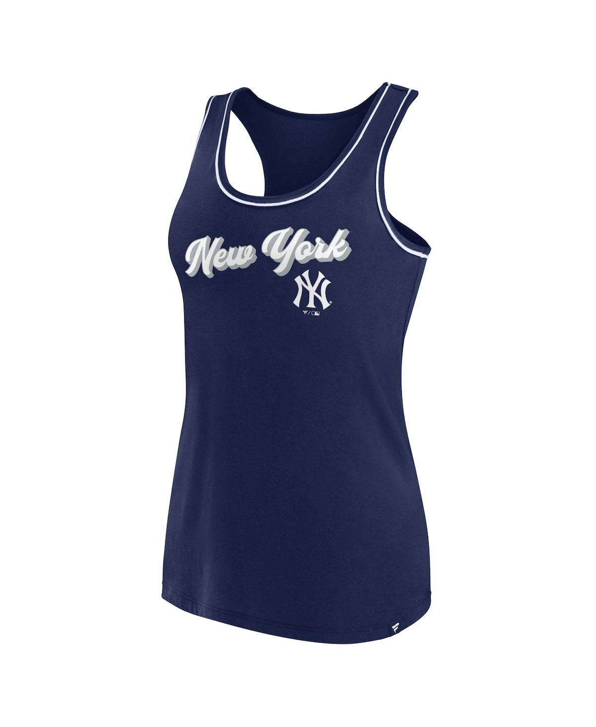 Women's FanaticsNew York Yankees Wordmark Logo Racerback Tank Top - Navy