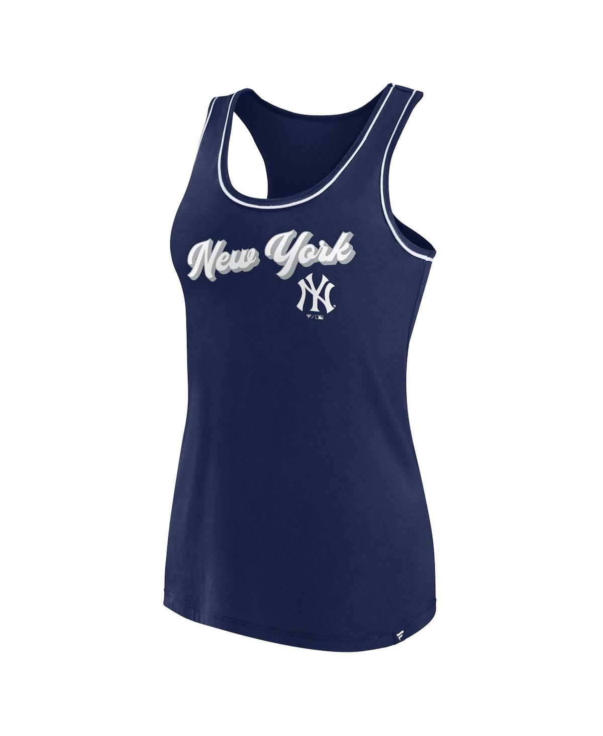 Shop Fanatics Women's  Navy New York Yankees Wordmark Logo Racerback Tank Top